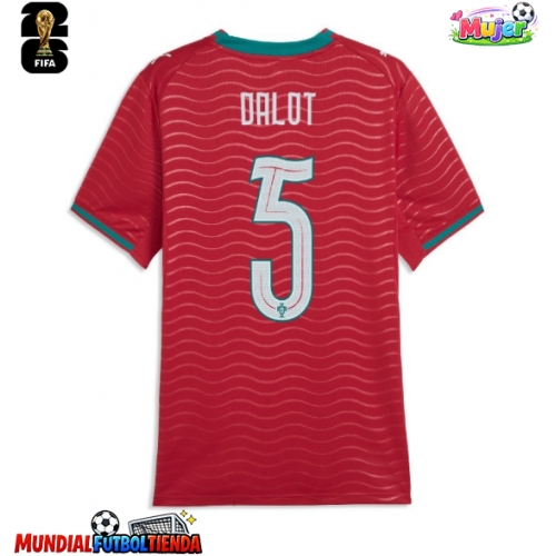 Camiseta Portugal Diogo Dalot #5 Primera Equipación Replica Mundial 2026 para mujer mangas cortas
